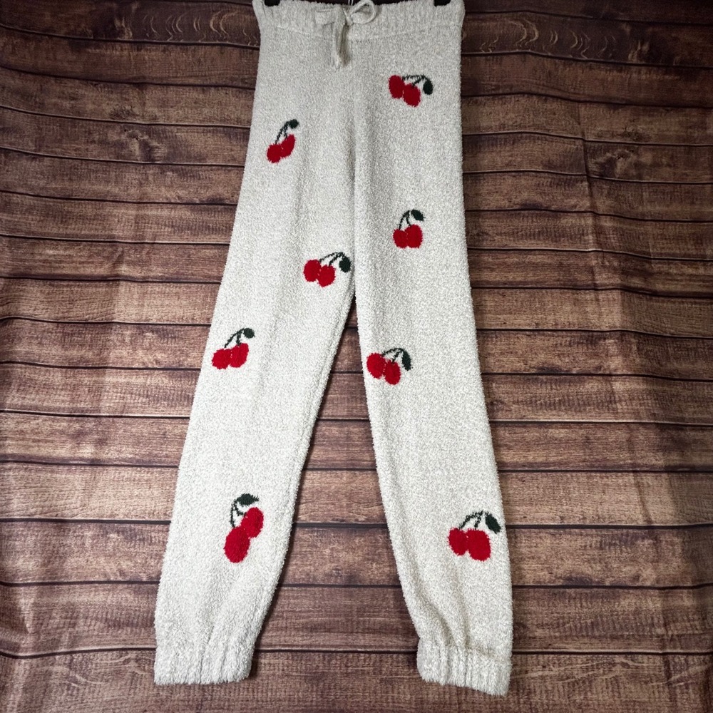 Splendid Womens Cherries Fuzzy Sweater Knit Pajama PJ Jogger Pants Small